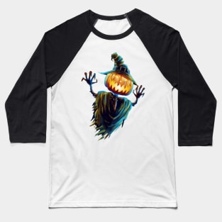 Halloween Fun - Scary Pumpkin Scarecrow Baseball T-Shirt